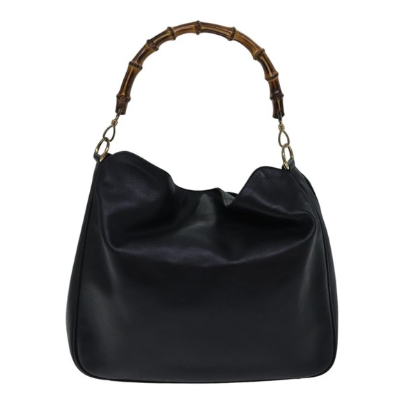 GUCCI Bamboo Hand Bag Leather 2way Black Auth th5241 - Picture 13 of 16